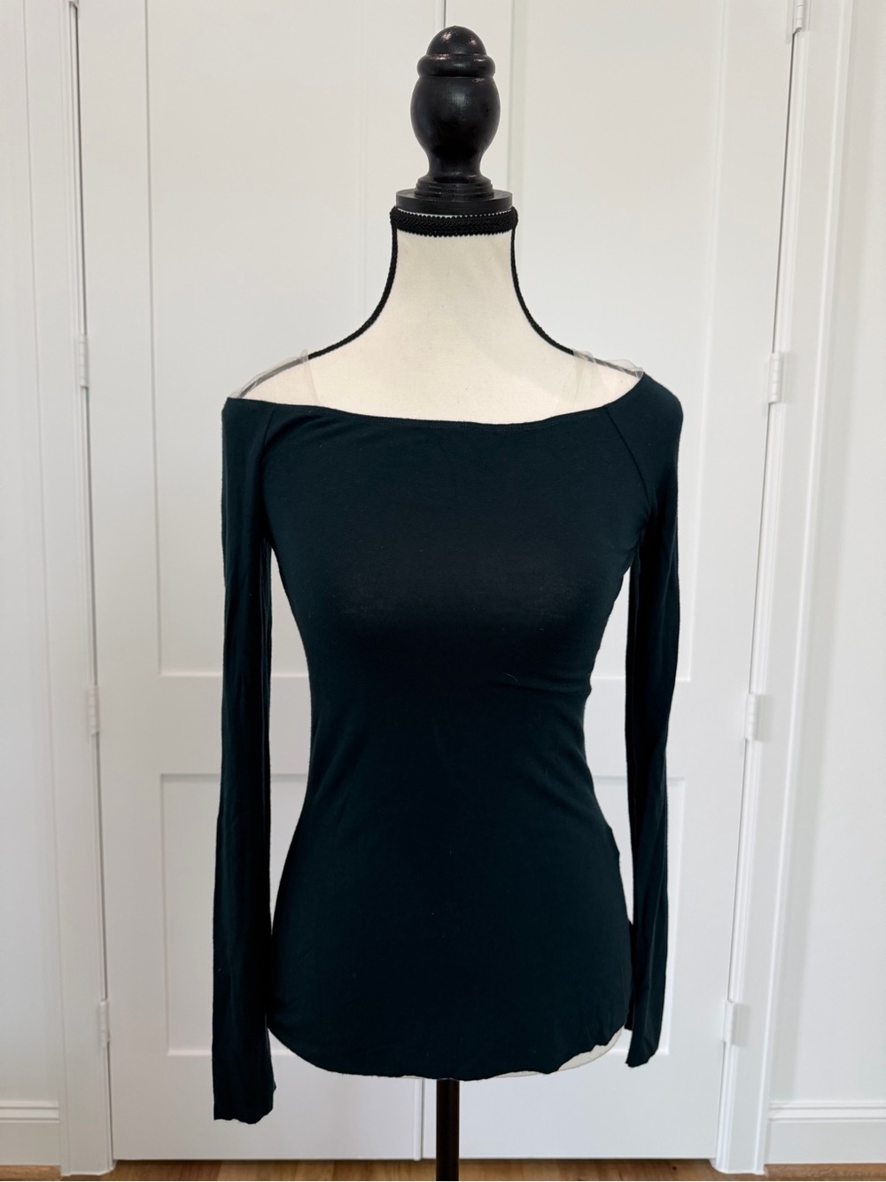 💚 Bailey 44 XS Off Shoulder Boat Neck Stretch Knit Top Teal